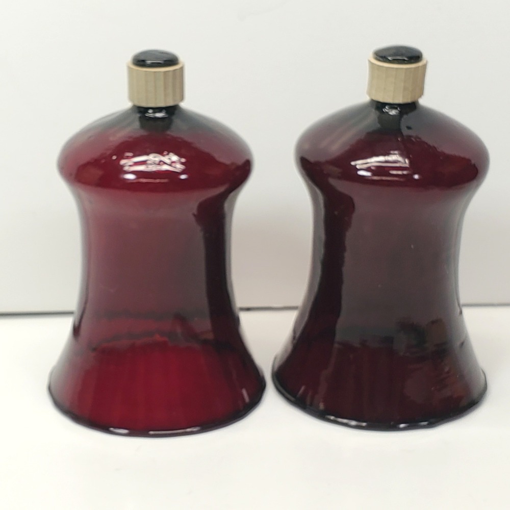 Home Interiors Votive Peg Candle Cups Holders Ruby Red Glass Set of 2 Vintage